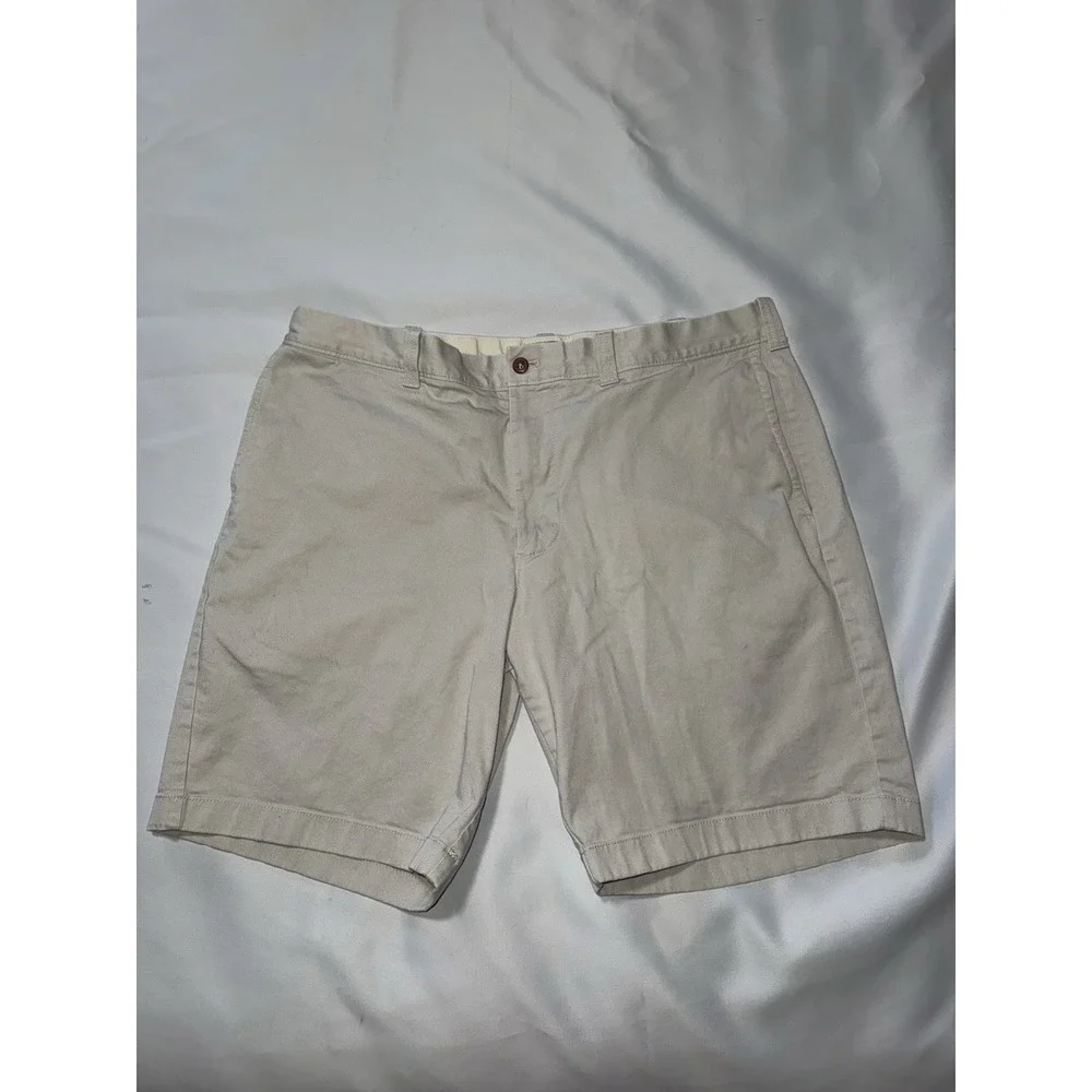 J.CREW Factory Shorts Mens 36 Tan Flat Front Chino Cotton 9